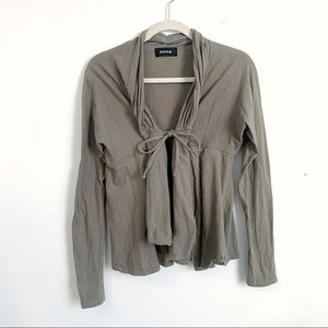Zucca Ruched Lagenlook Olive Green Cardigan